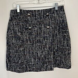 LOFT Tweed Button Wrap Skirt